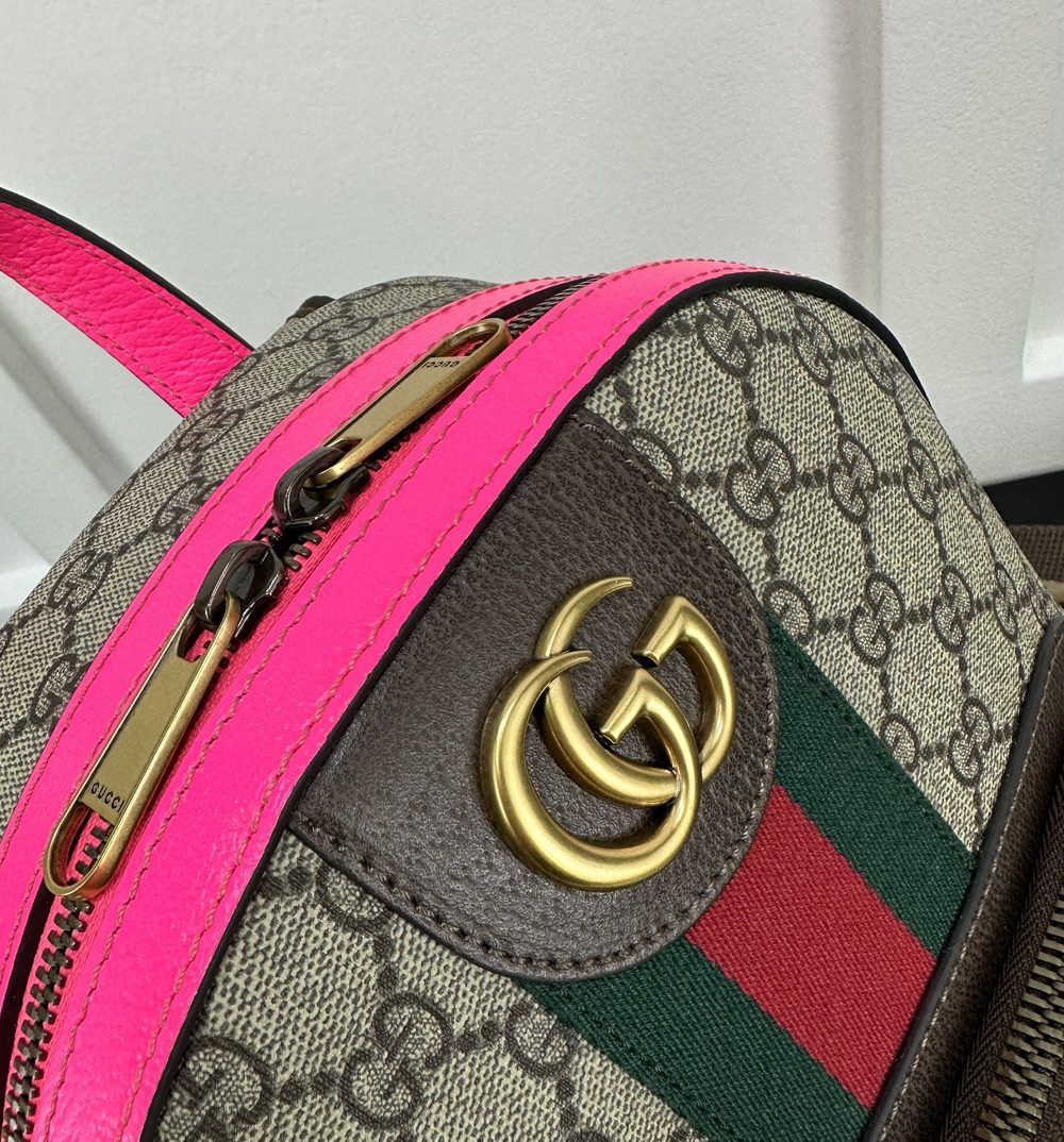 1:1 Replica GUCCI OPHIDIA GG SMALL BACKPACK P Beige and ebony GG Supreme canvas Exclusive For Women 547965 FADID 9762