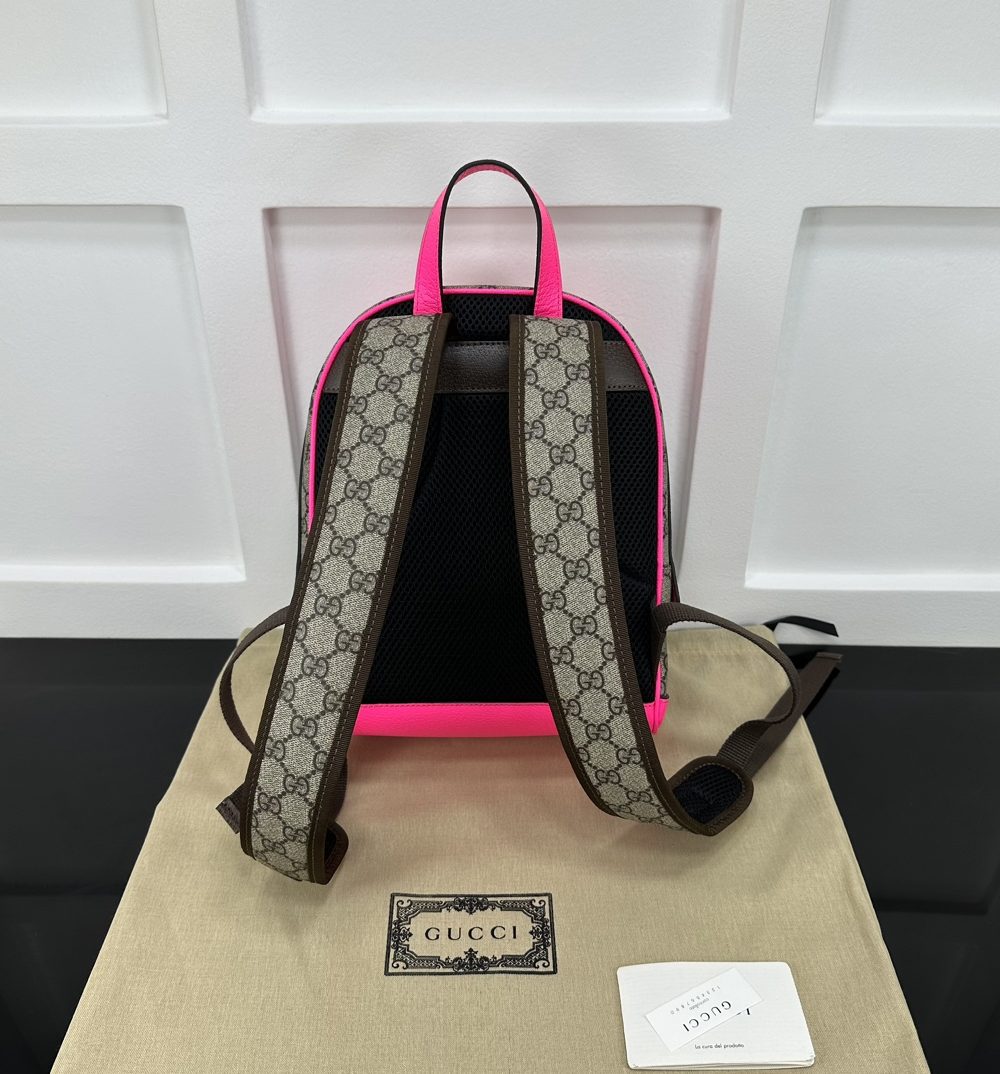 1:1 Replica GUCCI OPHIDIA GG SMALL BACKPACK P Beige and ebony GG Supreme canvas Exclusive For Women 547965 FADID 9762