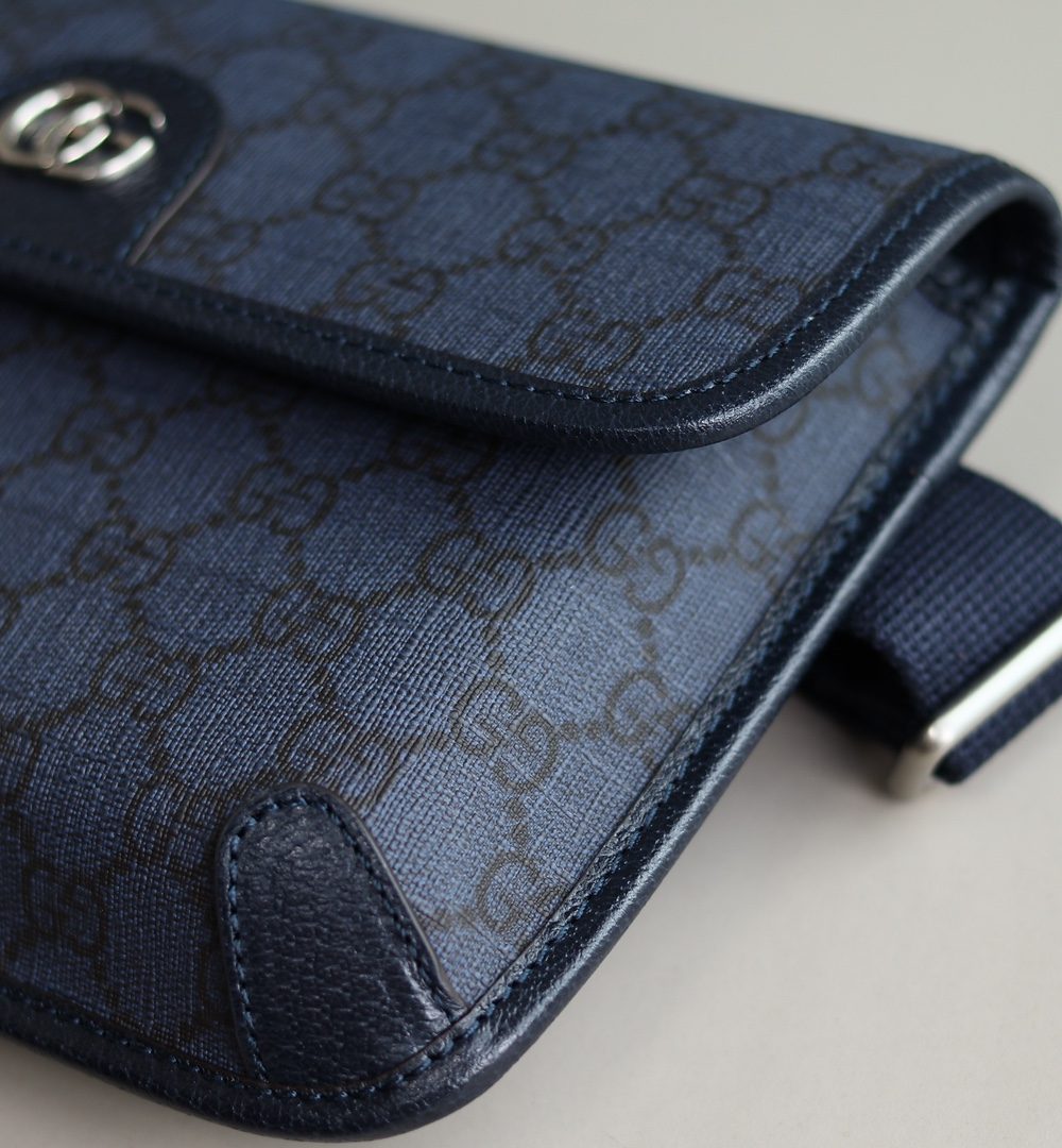 1:1 Replica GUCCI OPHIDIA GG SMALL BELT BAG P Blue and black GG Supreme canvas Exclusive For Women 752597 2ZGMN 8441