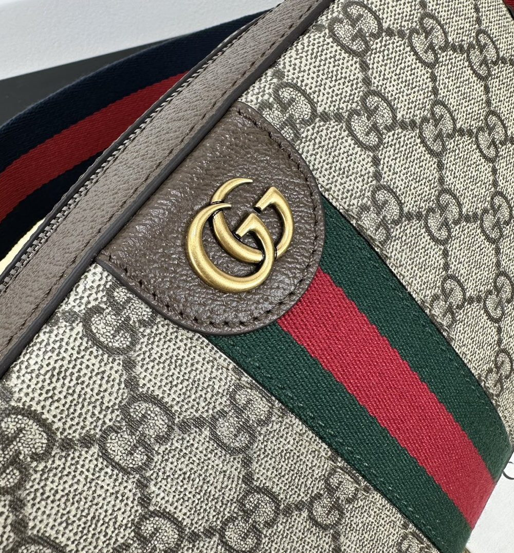 1:1 Replica GUCCI OPHIDIA GG SMALL CROSSBODY BAG P Beige and ebony GG Supreme canvas Exclusive For Women 752591 FACFW 8920
