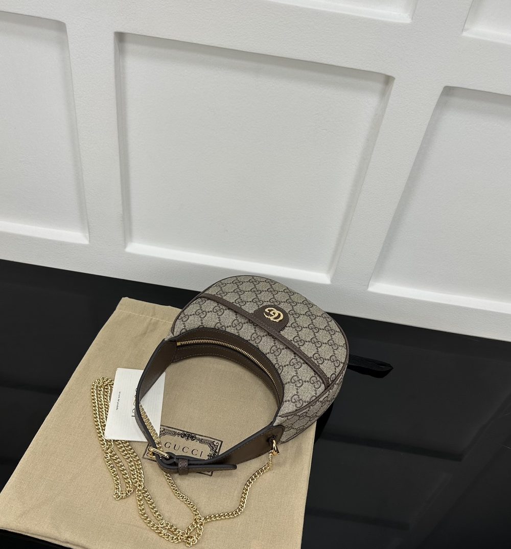 1:1 Replica GUCCI OPHIDIA GG SUPER MINI SHOULDER BAG P Beige and ebony GG Supreme canvas Exclusive For Women 772308 K9GSG 8367