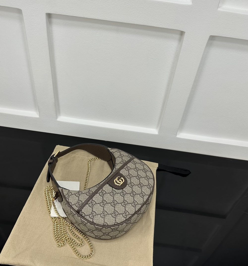 1:1 Replica GUCCI OPHIDIA GG SUPER MINI SHOULDER BAG P Beige and ebony GG Supreme canvas Exclusive For Women 772308 K9GSG 8367