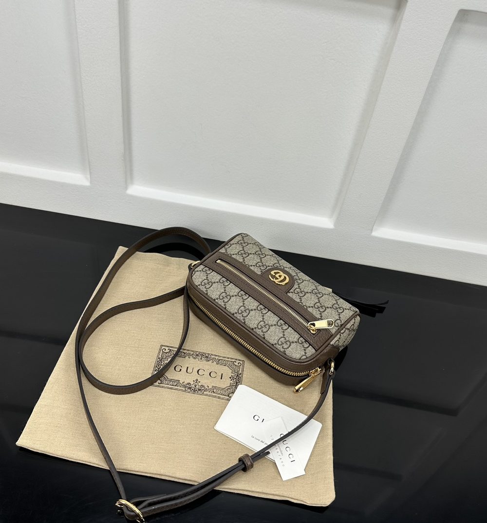 1:1 Replica OPHIDIA GG SUPER MINI SHOULDER BAG P Beige and ebony GG Supreme canvas Exclusive For Women 772311 K9GSG 8367