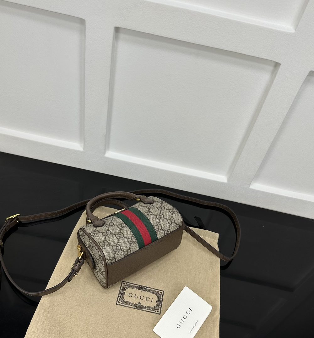 1:1 Replica GUCCI OPHIDIA SUPER MINI BAG P Beige and ebony GG Supreme canvas Exclusive For Women ‎781490 96IWG 8745