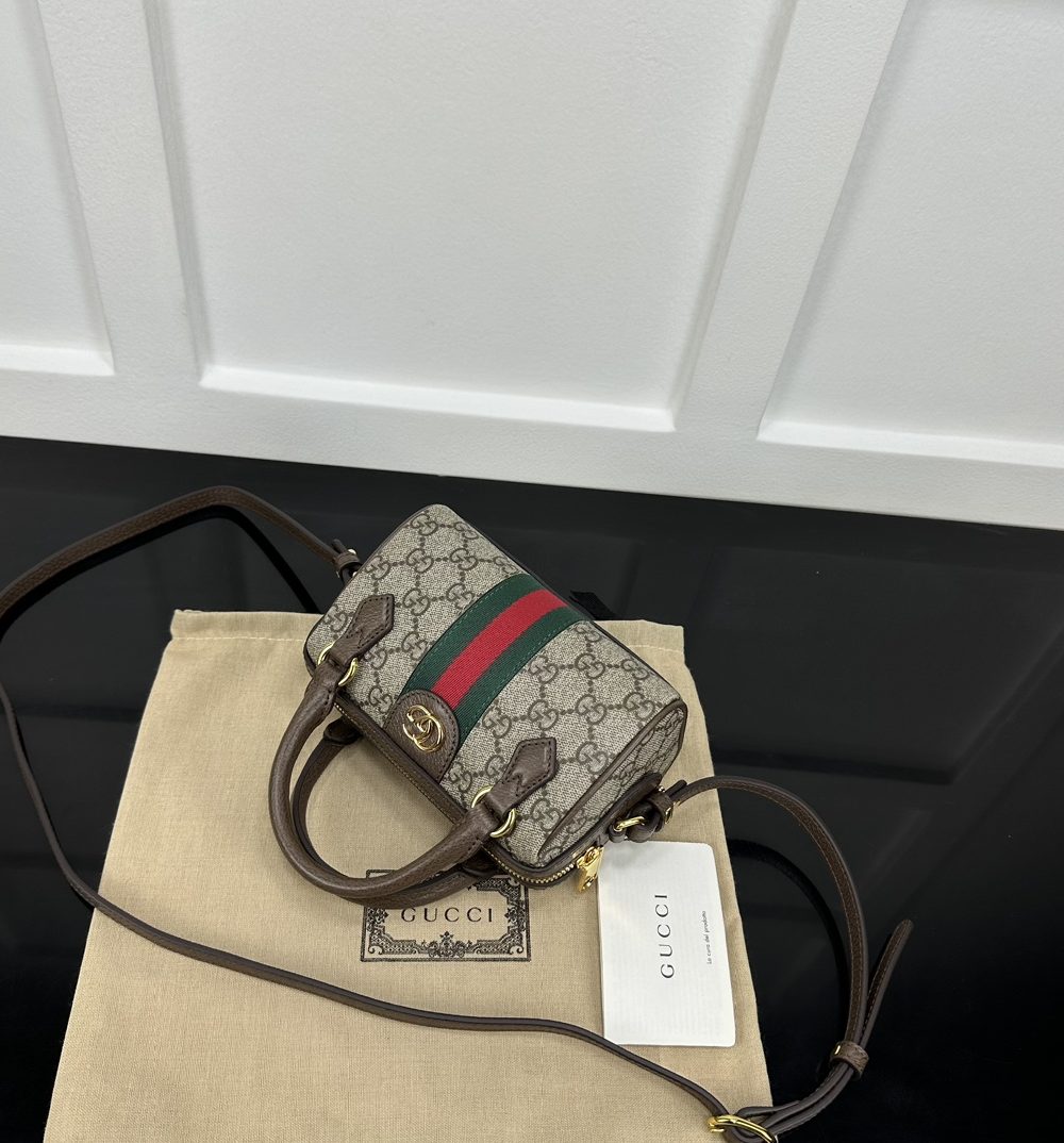1:1 Replica GUCCI OPHIDIA SUPER MINI BAG P Beige and ebony GG Supreme canvas Exclusive For Women ‎781490 96IWG 8745