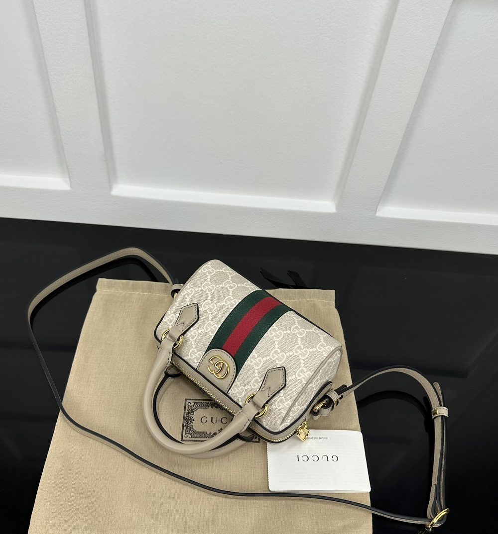 1:1 Replica GUCCI OPHIDIA SUPER MINI BAG P Beige and oatmeal GG Supreme canvas Exclusive For Women ‎781490 UULAG 9643