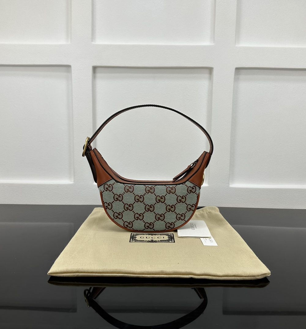 1:1 Replica GUCCI OPHIDIA SUPER MINI SHOULDER BAG P Pale blue and brown GG canvas Exclusive For Women 783124 FADAR 4941