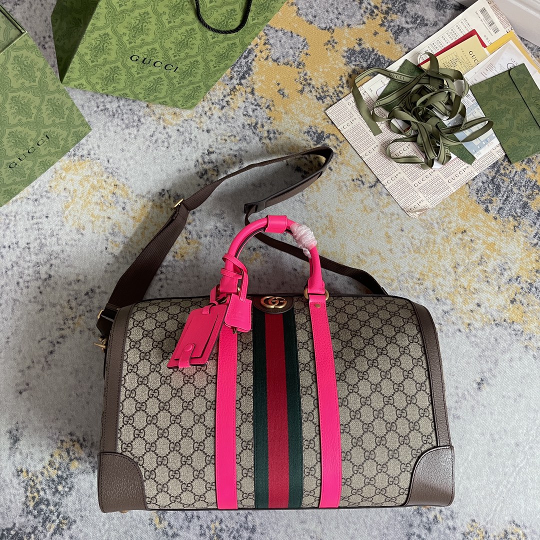 1:1 Replica GUCCI SAVOY MEDIUM DUFFLE BAG P Beige and ebony GG Supreme canvas Exclusive For Women 724642 FADHS 9755 - Image 3