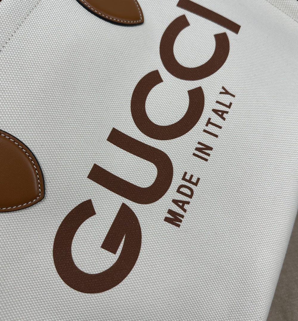 1:1 Replica GUCCI TOTE BAG WITH GUCCI PRINT P Brown And Beige Canvas Exclusive For Women ‎772177 FACUL 8451