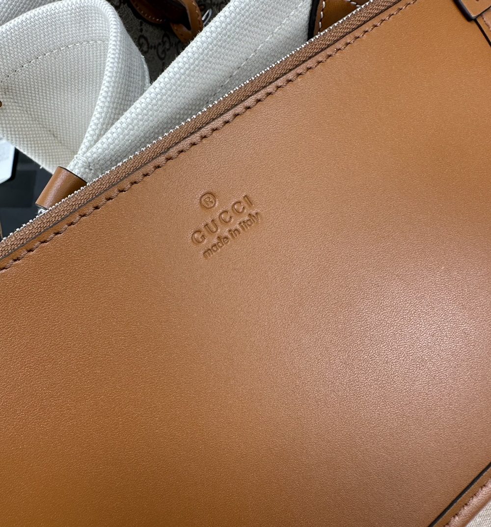 1:1 Replica GUCCI TOTE BAG WITH GUCCI PRINT P Brown And Beige Canvas Exclusive For Women ‎772177 FACUL 8451