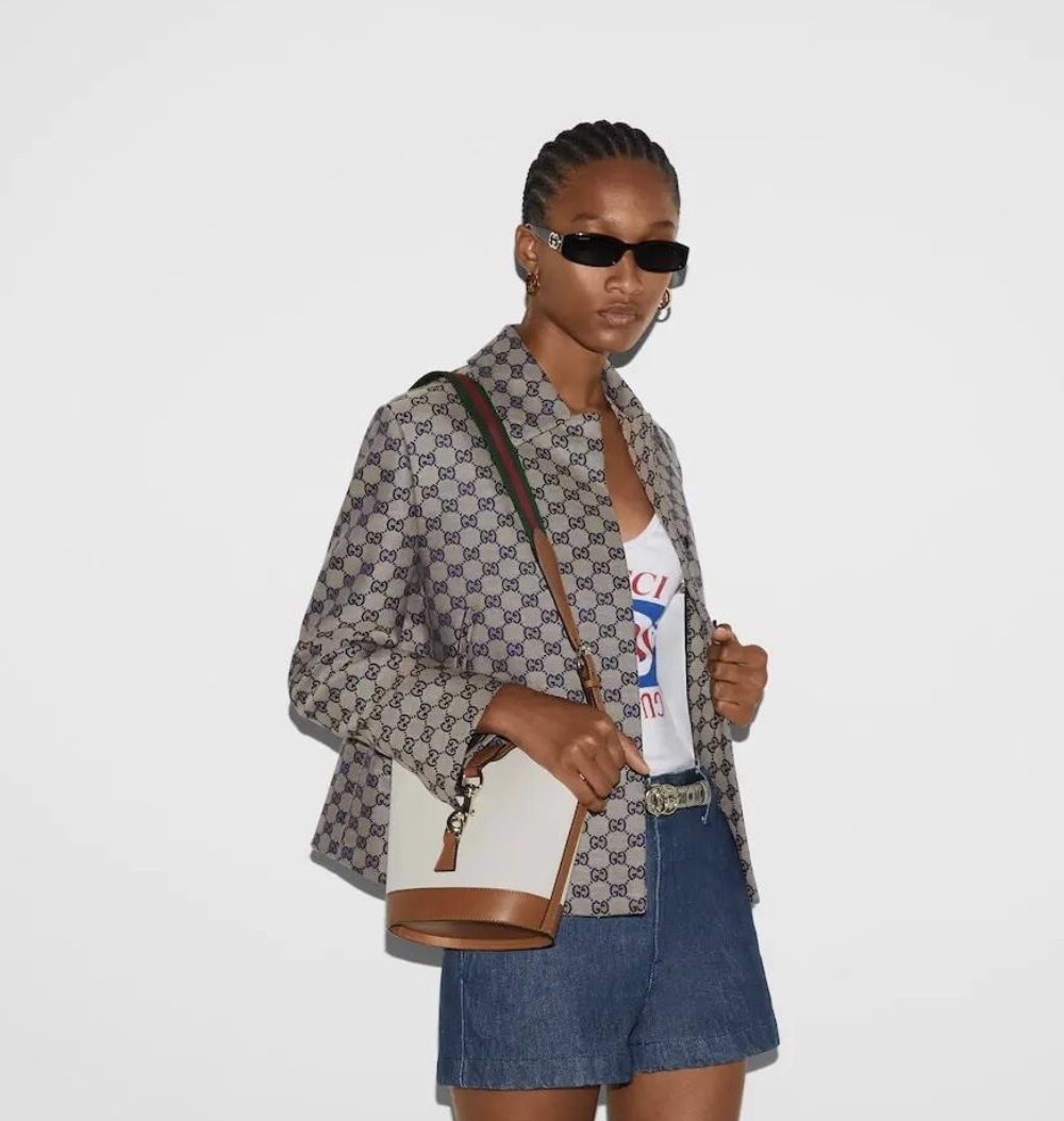 1:1 Replica GG MINI BUCKET SHOULDER BAG P Natural canvas Exclusive For Women 782908 FADGF 9041