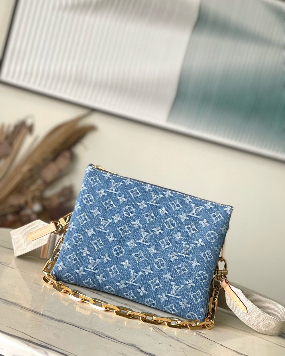 1:1 Replica Louis Vuitton Coussin PM Cotton Denim M24564 Luxury Bag For Women - 26cm