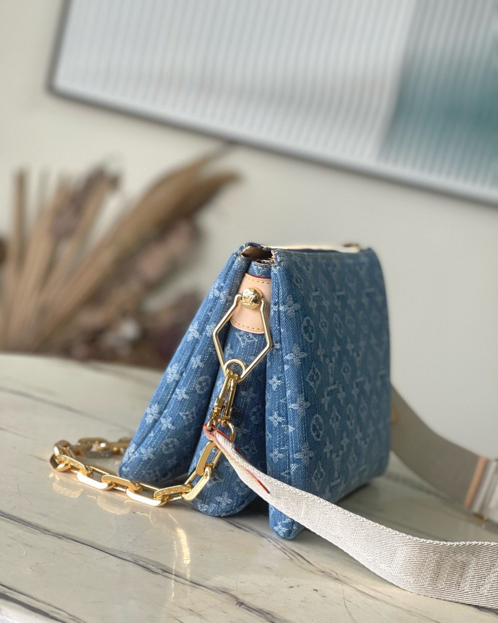 1:1 Replica Louis Vuitton Coussin PM Cotton Denim M24564 Luxury Bag For Women -  26cm