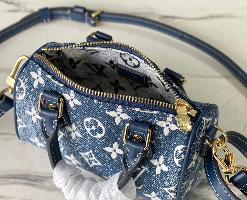 [REP 1:1] Louis Vuitton Nano Speedy Monogram Jacquard Denim Blue Unique Bag For Women M81168 - 16cm