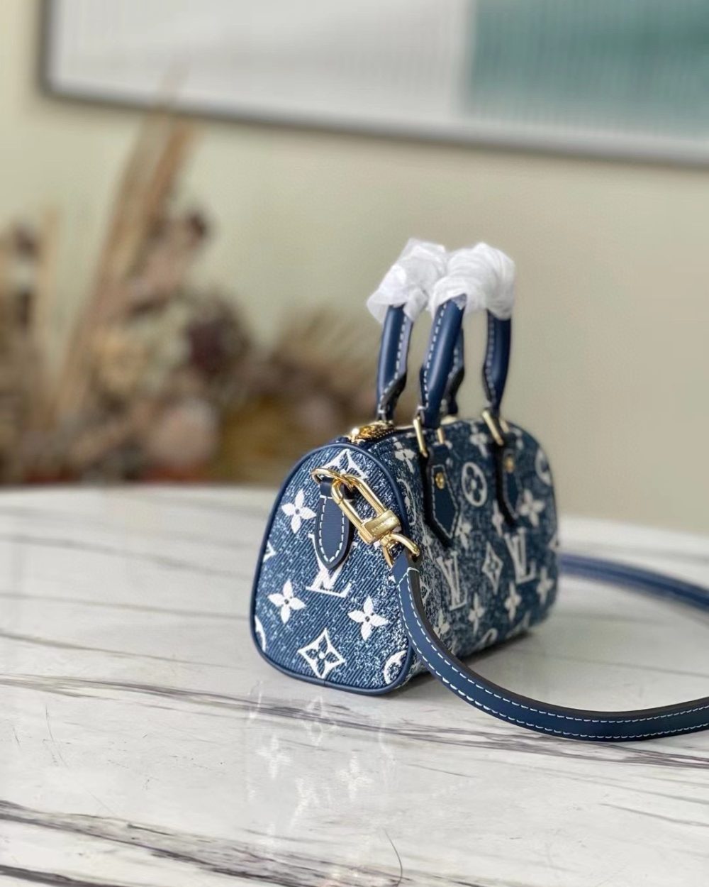 [REP 1:1] Louis Vuitton Nano Speedy Monogram Jacquard Denim Blue Unique Bag For Women M81168 - 16cm