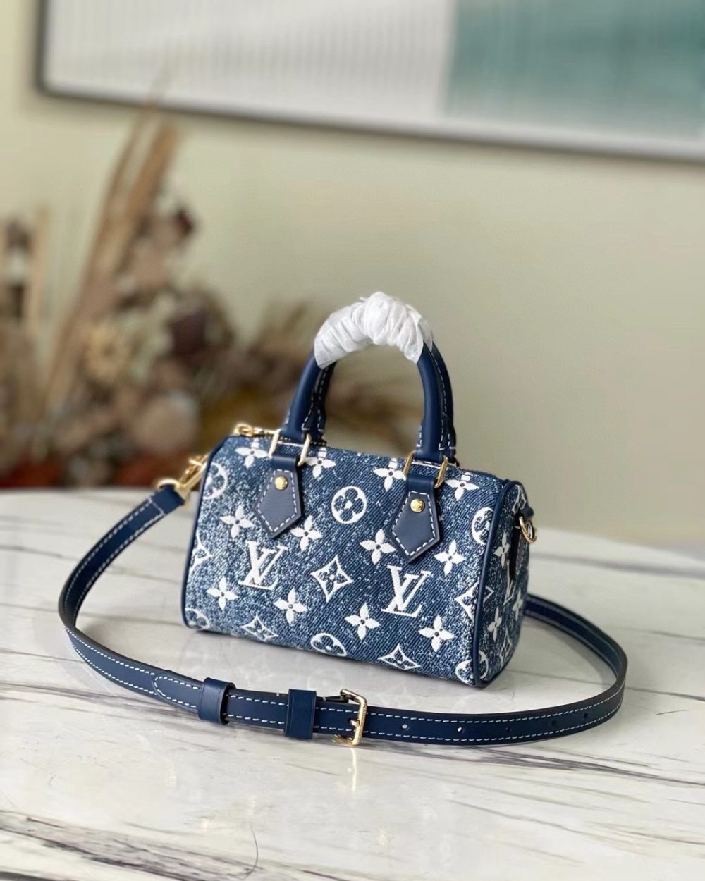 [REP 1:1] Louis Vuitton Nano Speedy Monogram Jacquard Denim Blue Unique Bag For Women M81168 - 16cm