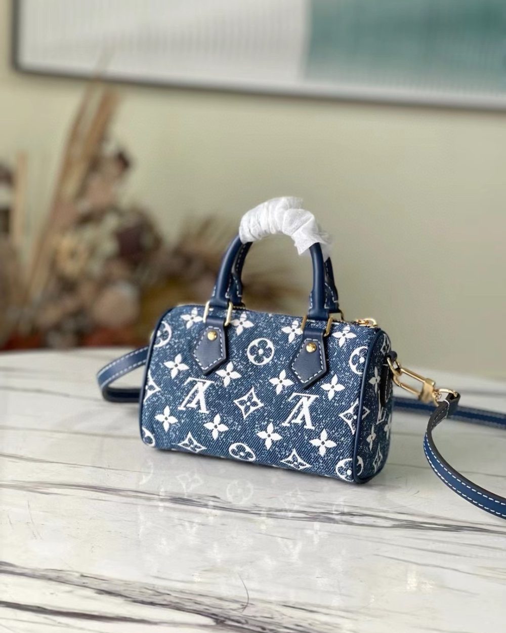 [REP 1:1] Louis Vuitton Nano Speedy Monogram Jacquard Denim Blue Unique Bag For Women M81168 - 16cm