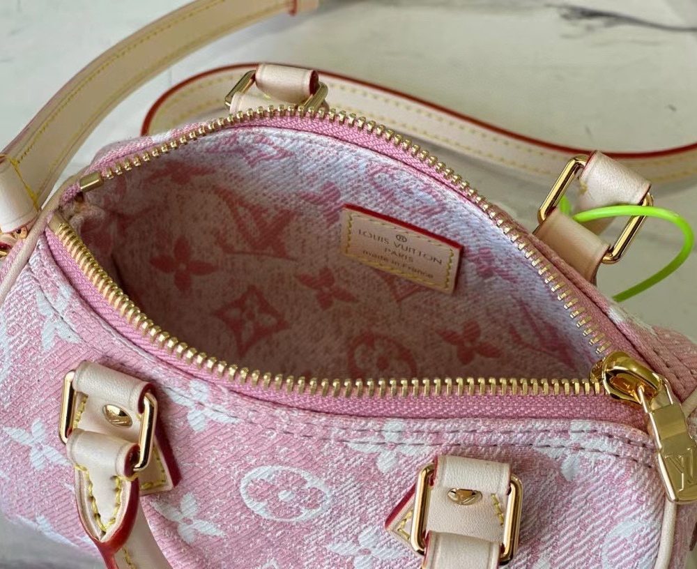 [REP 1:1] Louis Vuitton Nano Speedy Monogram Jacquard Denim Pink Unique Bag For Women M81213 - 16cm