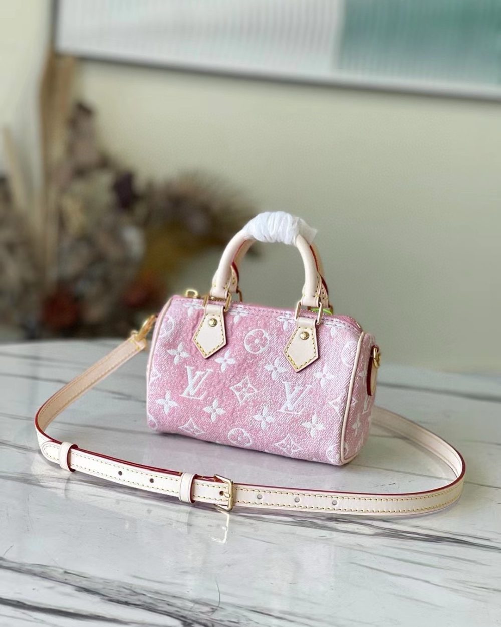 [REP 1:1] Louis Vuitton Nano Speedy Monogram Jacquard Denim Pink Unique Bag For Women M81213 - 16cm