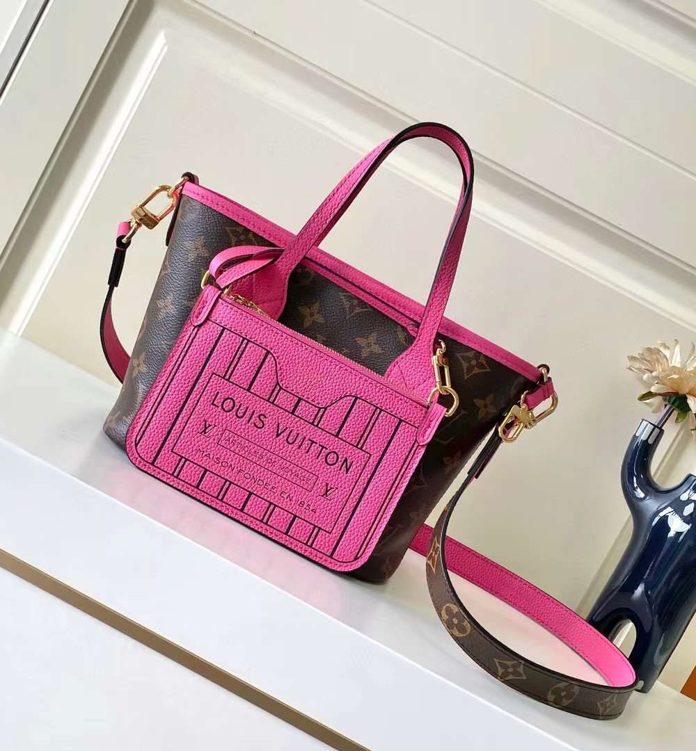 1:1 Replica Louis Vuitton LV Neverfull Bandoulière Inside Out BB Monogram Luxury Women Bag M12106 24cm