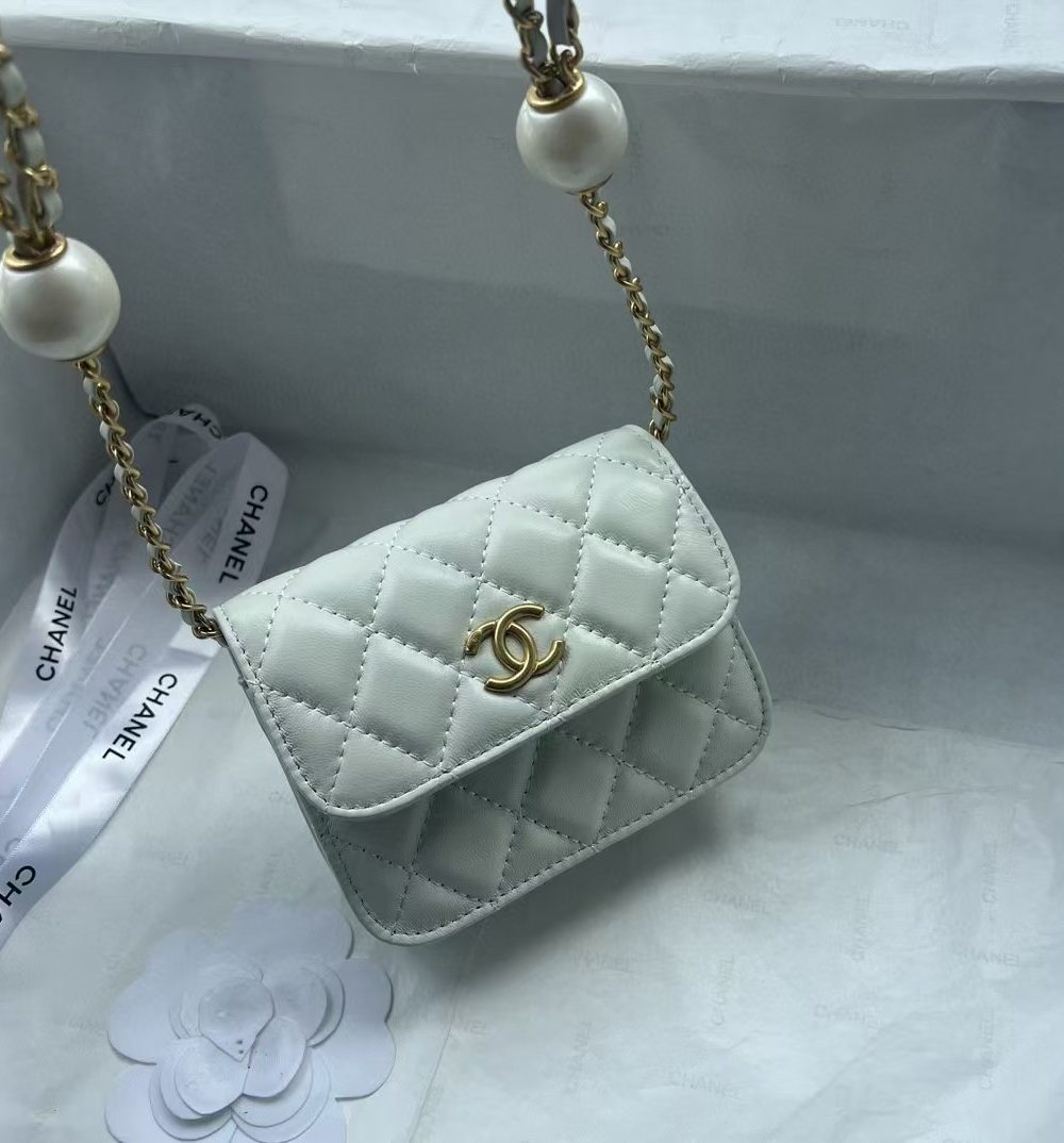 [REP 1:1] Chanel Chain Clutch Pearl White luxury Bag  For Women, Women's Bags 13cm