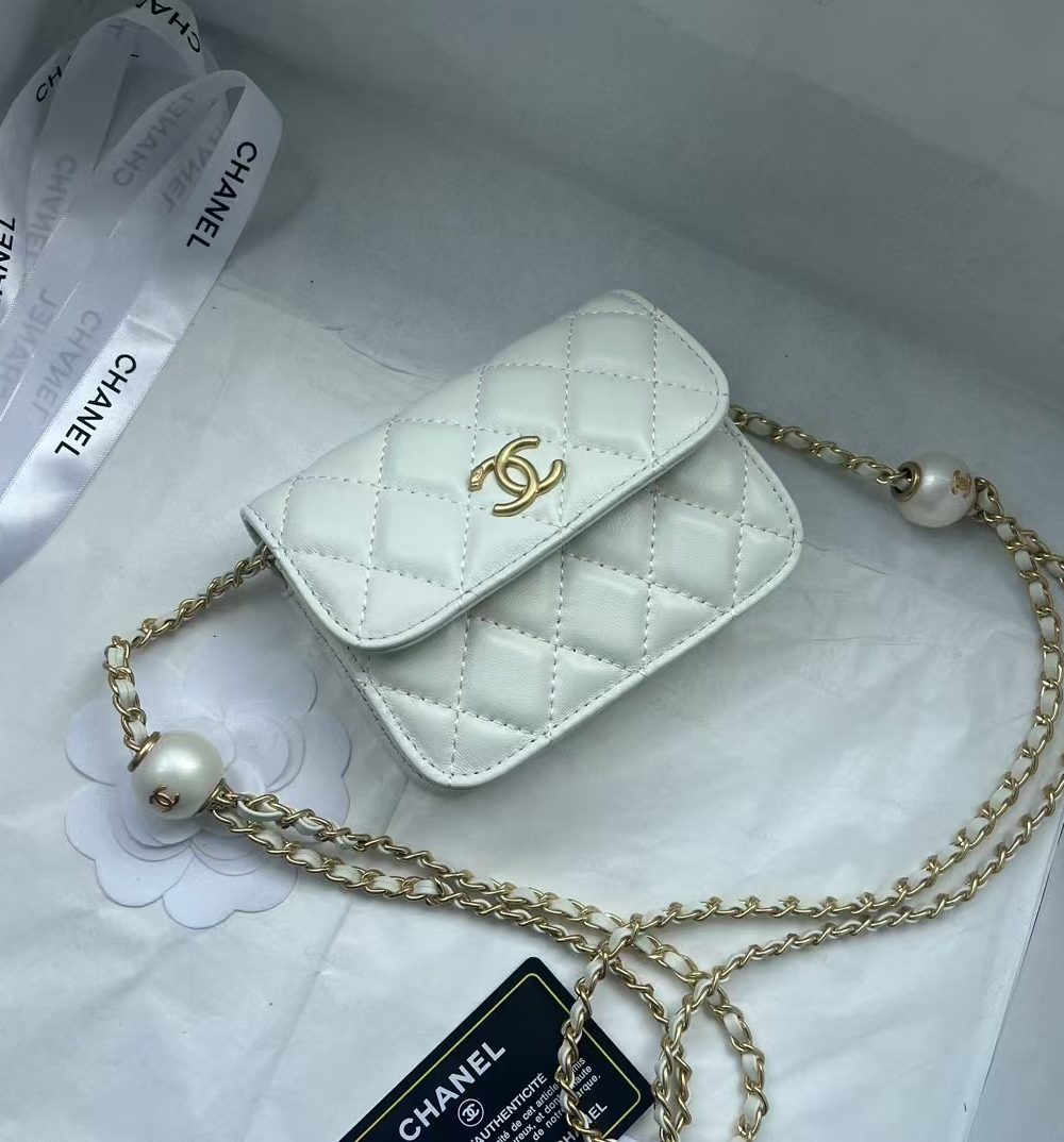 [REP 1:1] Chanel Chain Clutch Pearl White luxury Bag  For Women, Women's Bags 13cm
