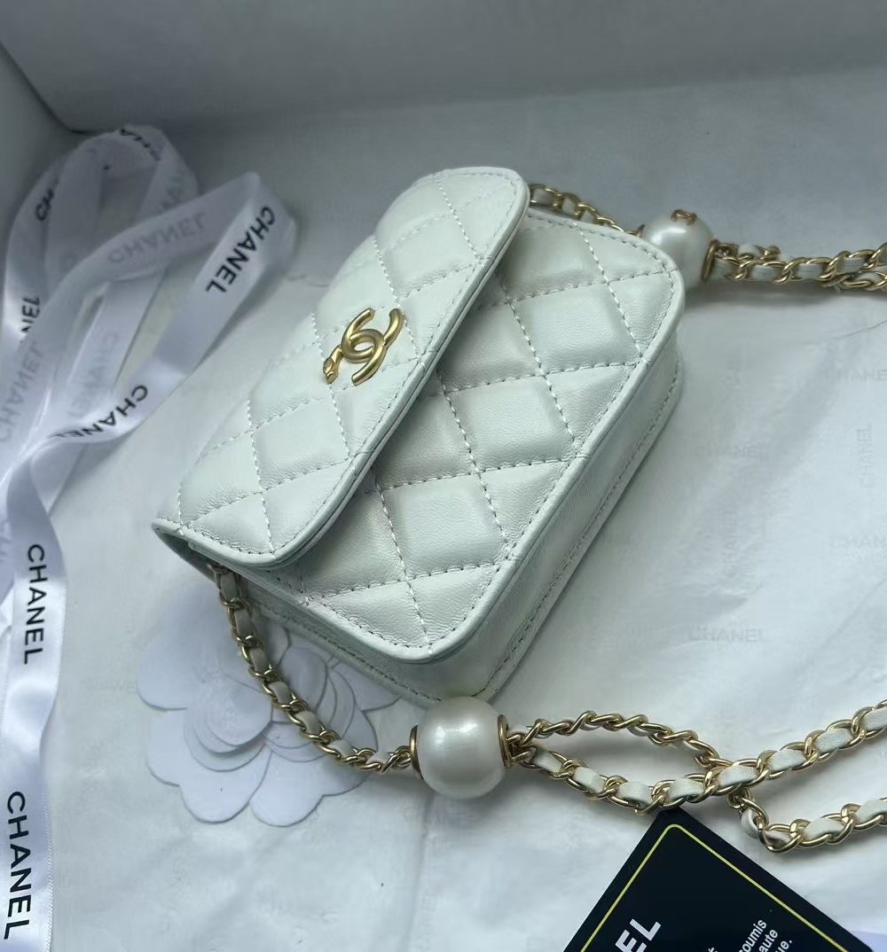 [REP 1:1] Chanel Chain Clutch Pearl White luxury Bag  For Women, Women's Bags 13cm