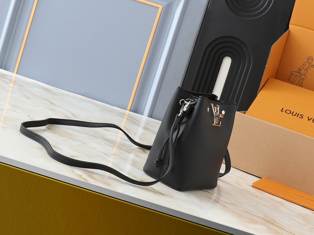 1:1 Replica Louis Vuitton LV NANO LOCKME BUCKET Black Luxury Bag For Women M68709 - 16 cm - Image 3