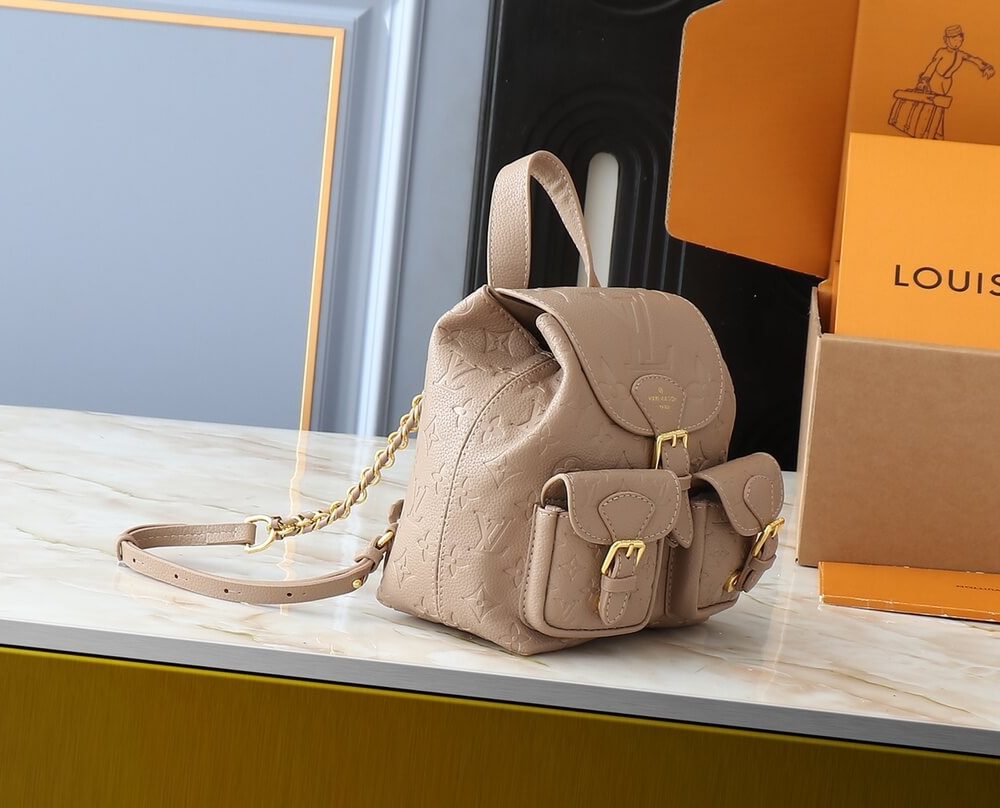 1:1 Replica Louis Vuitton LV Backup Bicolor Monogram Empreinte Leather Luxury Bag For Women - 22cm