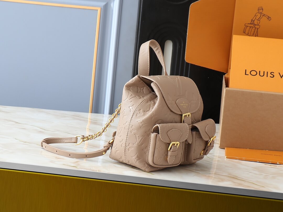 1:1 Replica Louis Vuitton LV Backup Bicolor Monogram Empreinte Leather Luxury Bag For Women - 22cm - Image 2