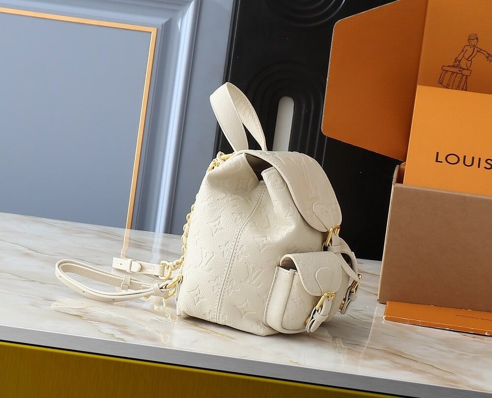 1:1 Replica Louis Vuitton LV Backup Bicolor Monogram Empreinte Leather Luxury Bag For Women M47106  - 22cm