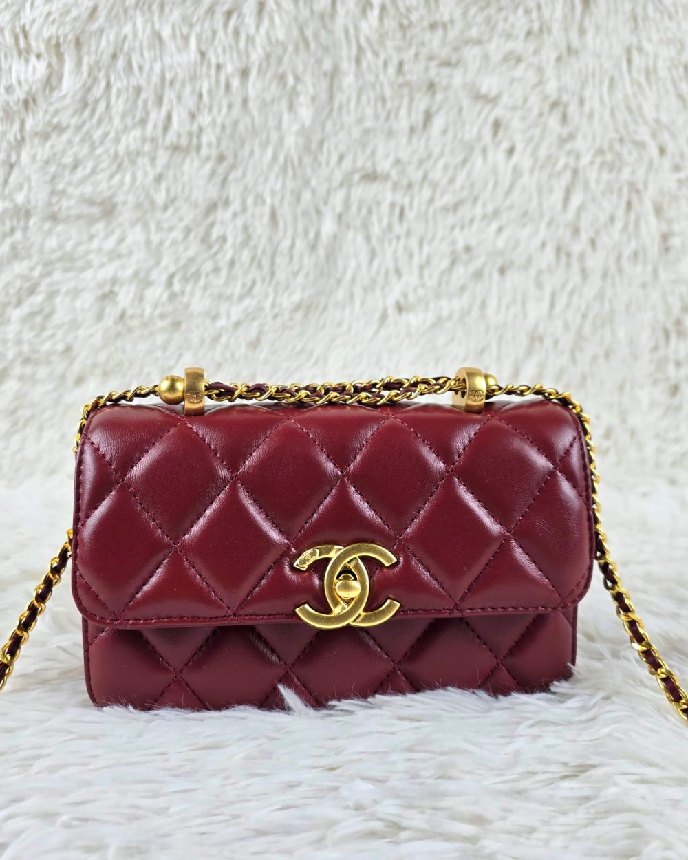 [REP 1:1] Chanel 21 Plum Red luxury Bag  For Women, Women's Bags 22cm