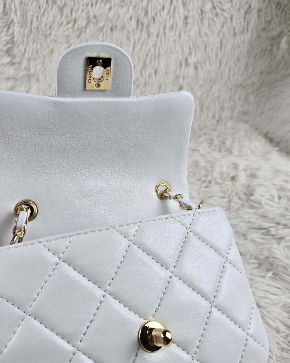 [REP 1:1] Chanel Mini Love Flap Bag 24B pearl square White luxury Bag For Women, Women’s Bags 18cm