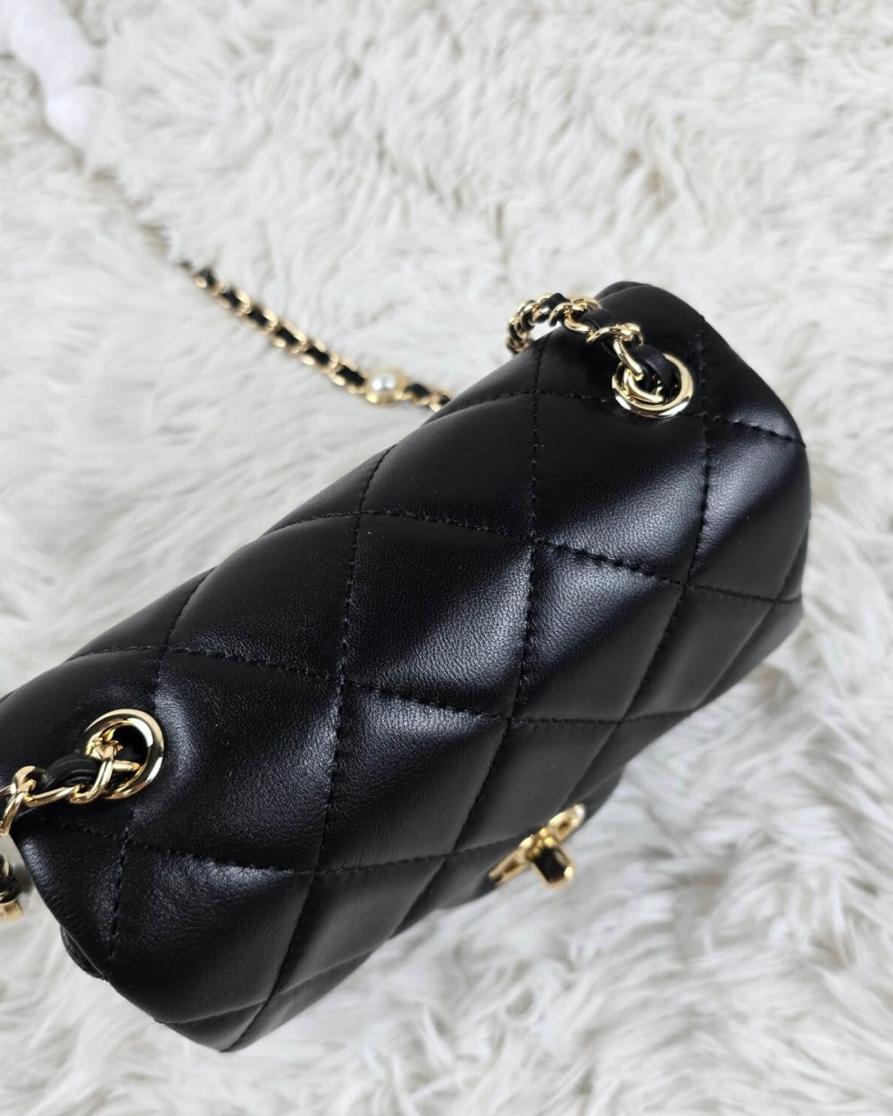 [REP 1:1] Chanel Mini Love Flap Bag 24B pearl square Black luxury Bag For Women, Women’s Bags 18cm