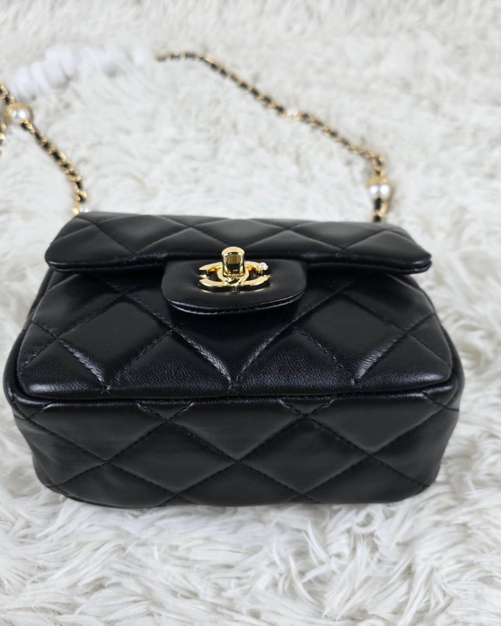 [REP 1:1] Chanel Mini Love Flap Bag 24B pearl square Black luxury Bag For Women, Women’s Bags 18cm