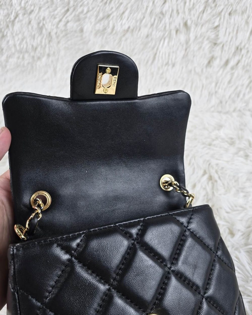 [REP 1:1] Chanel Mini Love Flap Bag 24B pearl square Black luxury Bag For Women, Women’s Bags 18cm