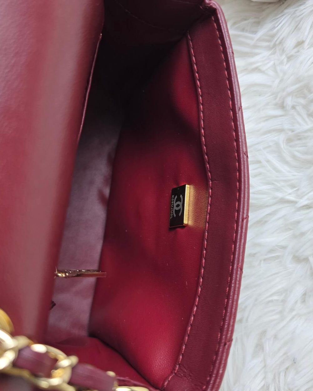 [REP 1:1] Chanel Mini Love Flap Bag 24B pearl square Red luxury Bag For Women, Women’s Bags 18cm