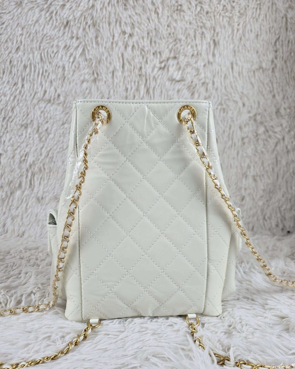 [REP 1:1] Chanel 25C White Duma Bucket Backpack luxury Bag  For Women, Women's Bags 31cm