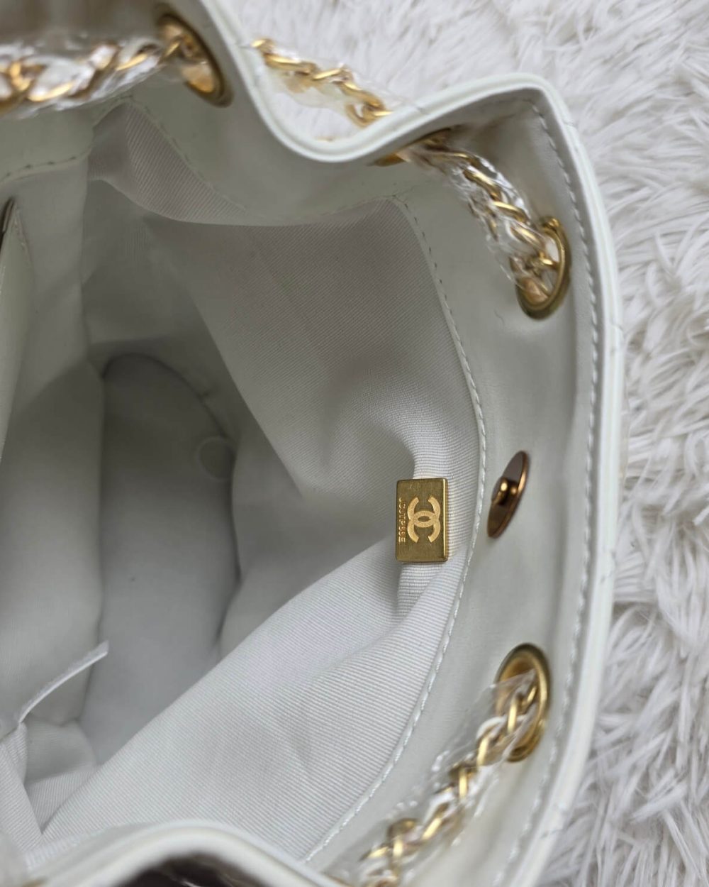 [REP 1:1] Chanel 25C White Duma Bucket Backpack luxury Bag  For Women, Women's Bags 31cm