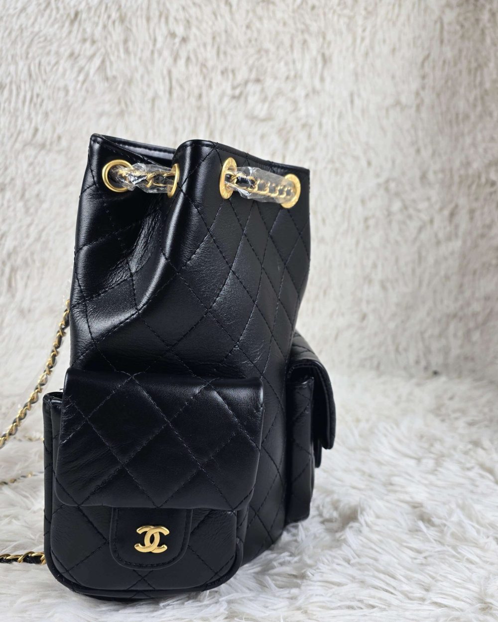 [REP 1:1] Chanel 25C Black Duma Bucket Backpack luxury Bag  For Women, Women's Bags 31cm