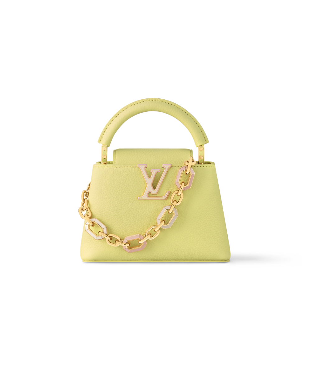 AAA Replica Louis Vuitton LV CAPUCINES MINI TAURILLON YELLOW GHW