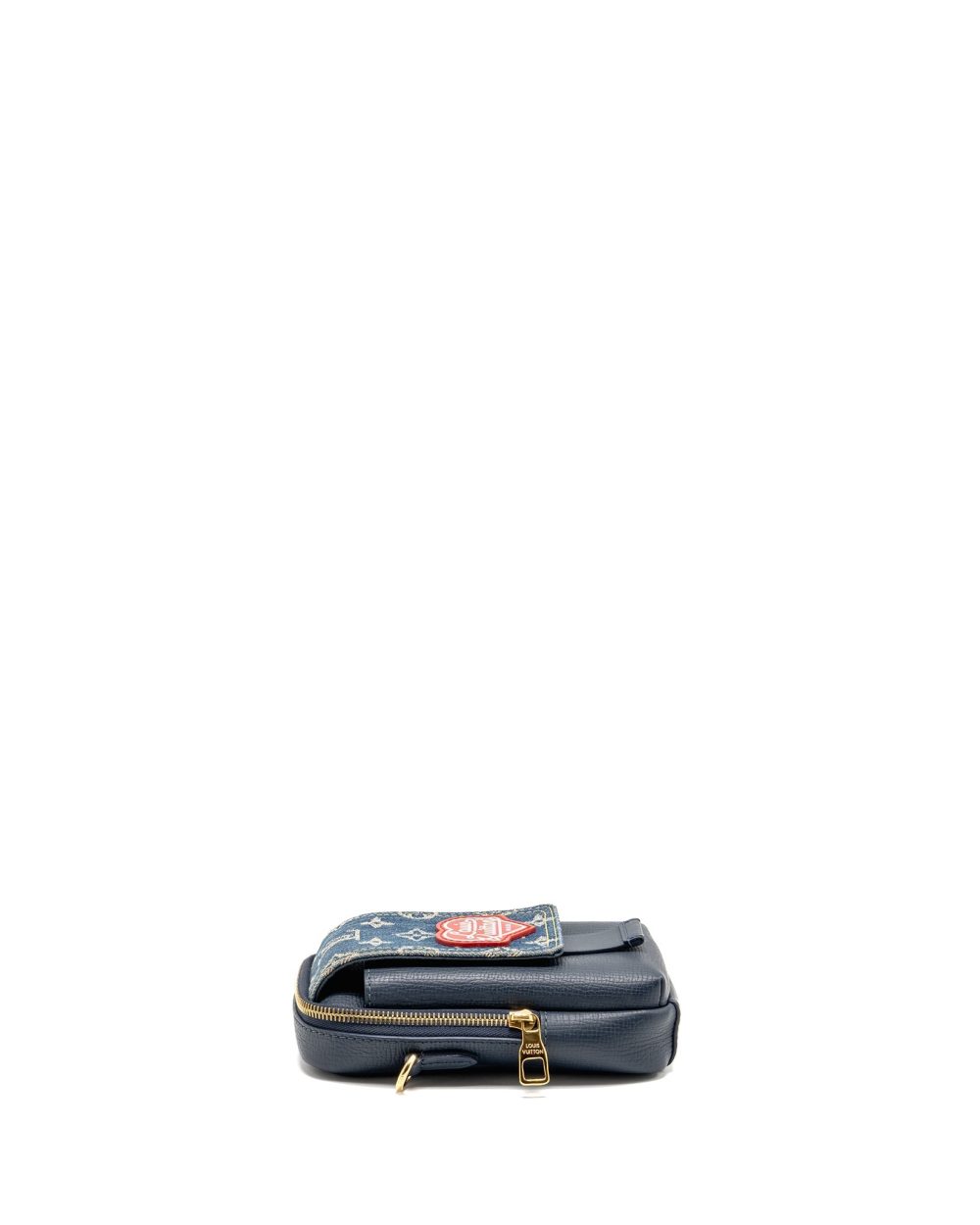 AAA Replica Louis Vuitton LV X NIGO FLAT DOUBLE PHONE POUCH DENIM/CALFSKIN BLUE GHW