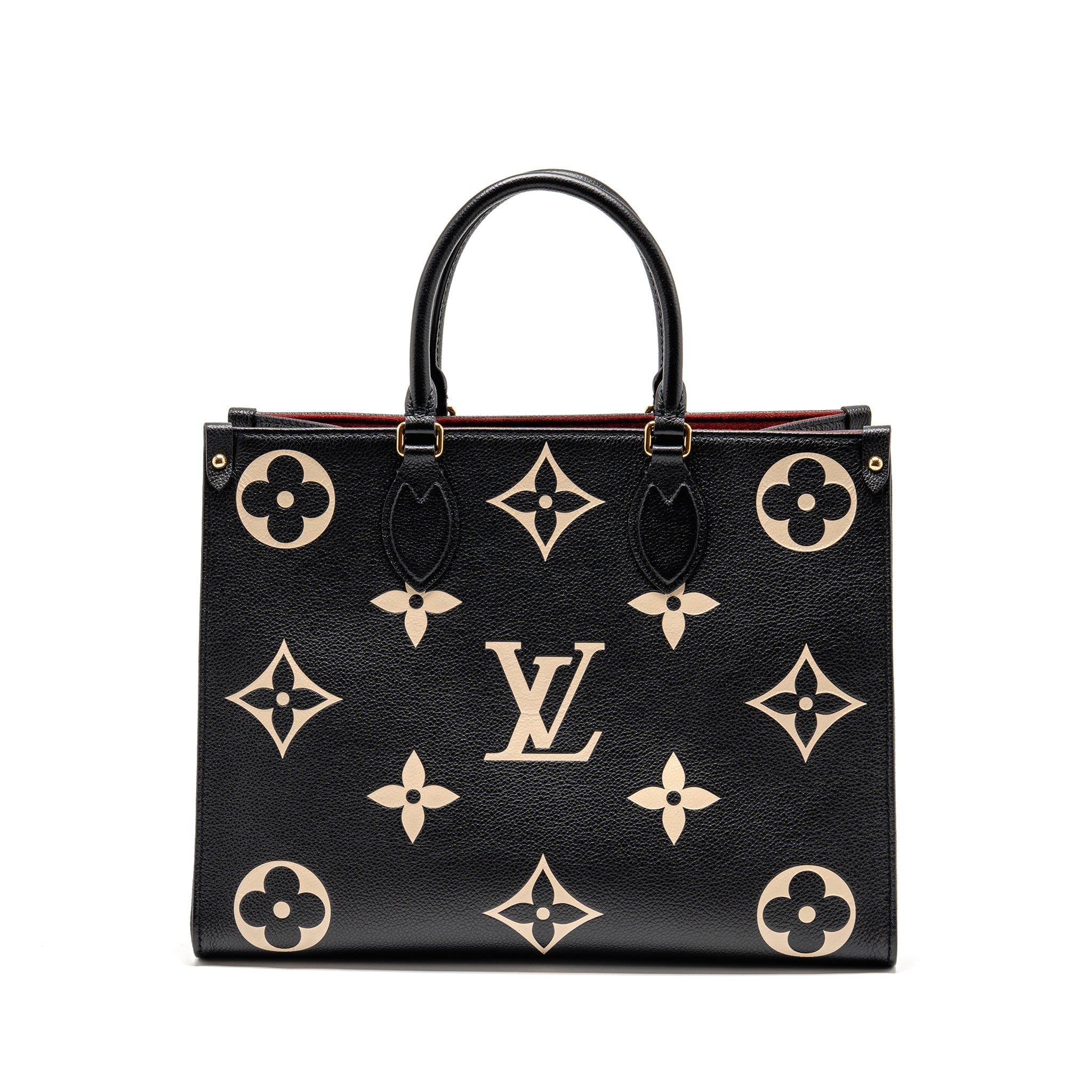 AAA Replica Louis Vuitton LV ONTHEGO MM MONOGRAM EMPREINTE LEATHER BLACK/BEIGE GHW