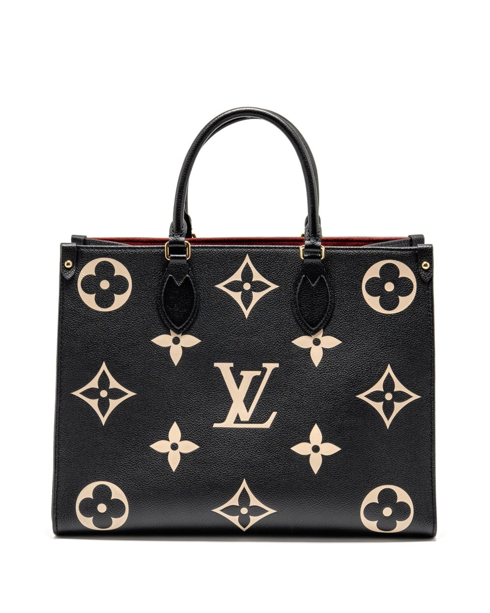 AAA Replica Louis Vuitton LV ONTHEGO MM MONOGRAM EMPREINTE LEATHER BLACK/BEIGE GHW