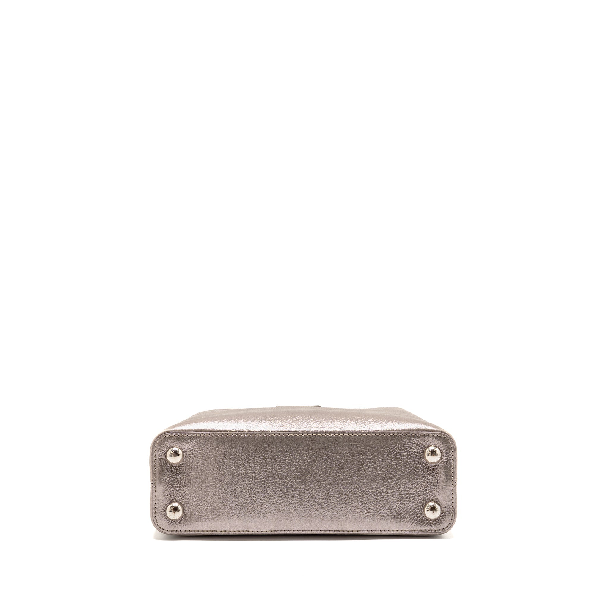 AAA Replica Louis Vuitton LV CAPUCINES BB LEATHER METALLIC SILVER SHW
