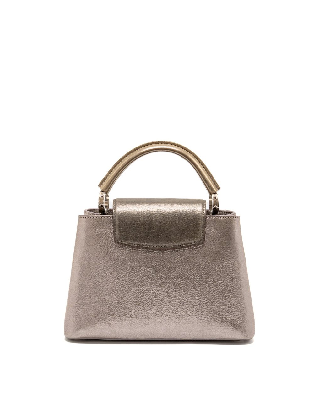 AAA Replica Louis Vuitton LV CAPUCINES BB LEATHER METALLIC SILVER SHW