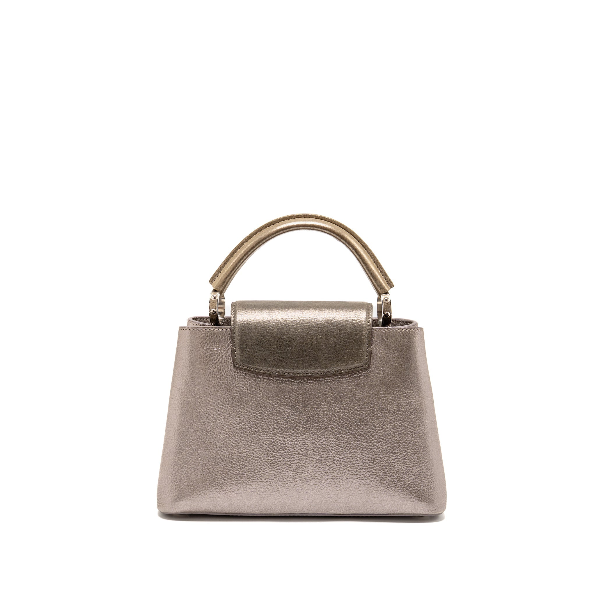 AAA Replica Louis Vuitton LV CAPUCINES BB LEATHER METALLIC SILVER SHW