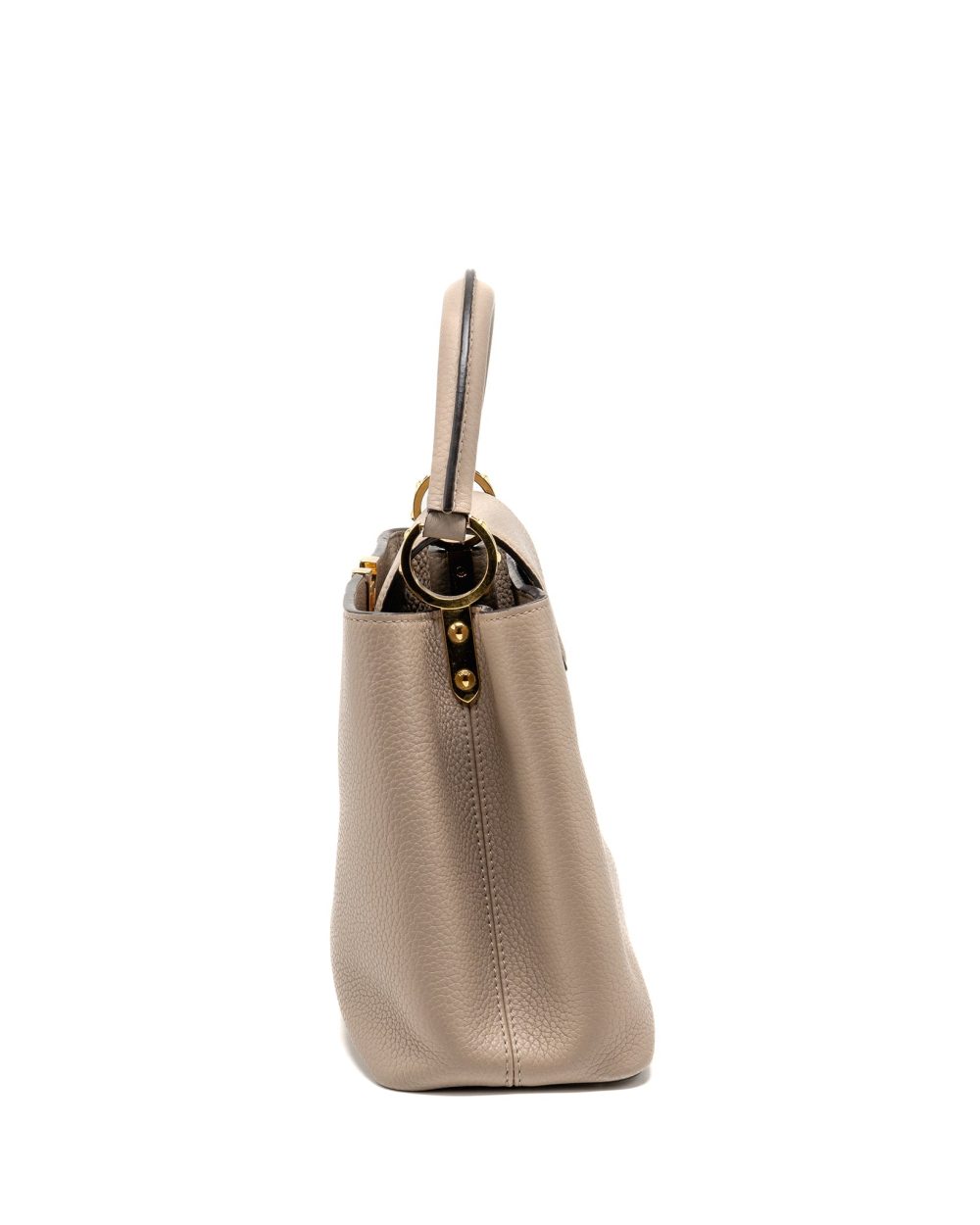 AAA Replica Louis Vuitton LV CAPUCINES MM TAURILLON LEATHER LIGHT GREY GHW