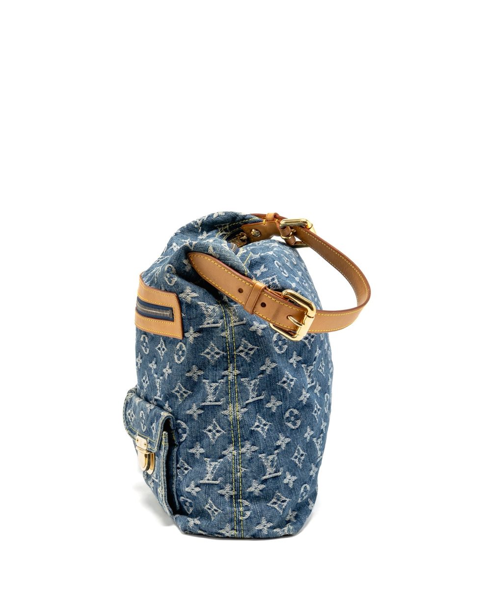 AAA Replica Louis Vuitton LV VINTAGE BAGGY GM SHOULDER BAG MONOGRAM DENIM GHW