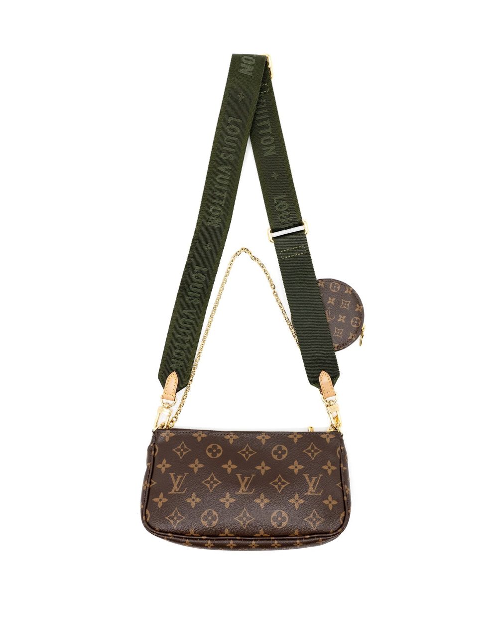 AAA Replica Louis Vuitton LV MULTI POCHETTE MONOGRAM CANVAS WITH KHAKI/ROSE CLAIR TWO STRAPS GHW